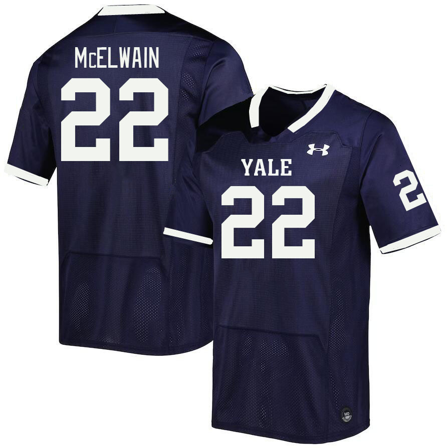 Men-Youth #22 Elliott McElwain Yale Bulldogs 2023 College Football Jerseys Stitched-Blue